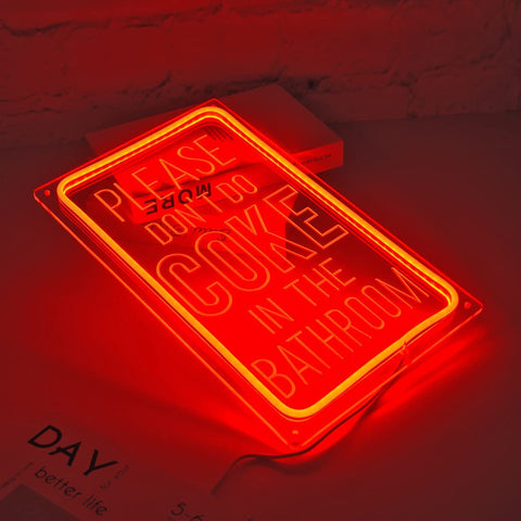 Please don't cook in the bathroom Rectangle Frame Neon Sign Please don't cook in the bathroom Rectangle Frame Neon Sign