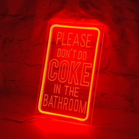 Please don't cook in the bathroom Rectangle Frame Neon Sign Please don't cook in the bathroom Rectangle Frame Neon Sign