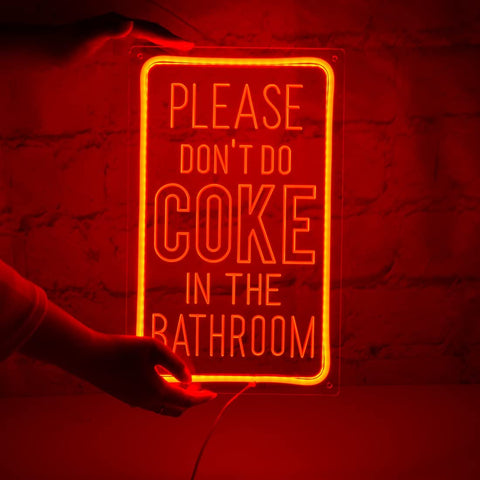 Please don't cook in the bathroom Rectangle Frame Neon Sign Please don't cook in the bathroom Rectangle Frame Neon Sign