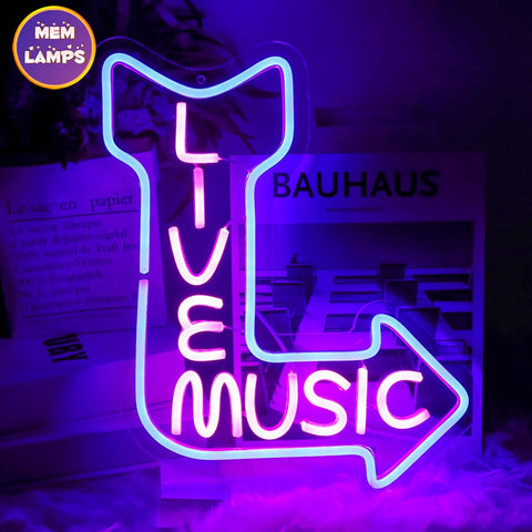 Live music arrow Neon Sign Live music arrow Neon Sign