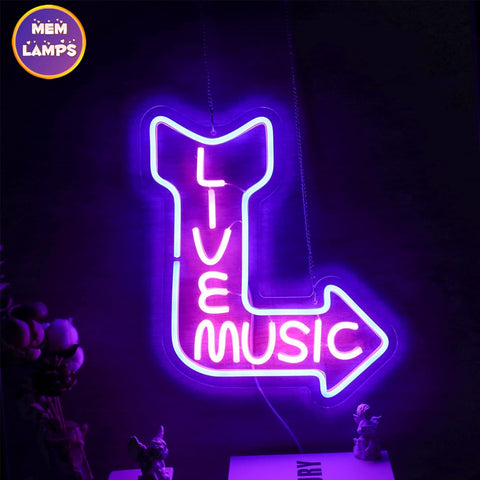 Live music arrow Neon Sign Live music arrow Neon Sign