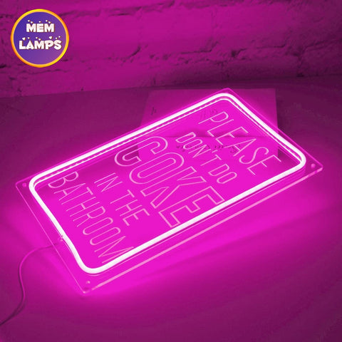 Please don't cook in the bathroom Rectangle Frame Neon Sign Please don't cook in the bathroom Rectangle Frame Neon Sign