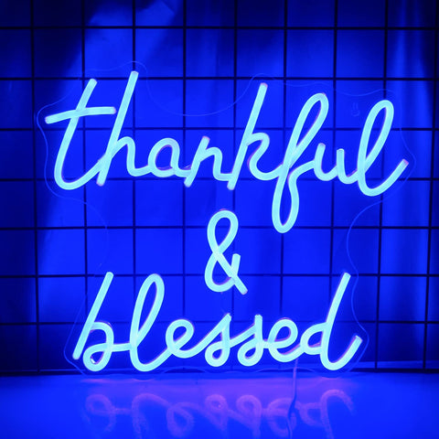 blue thankful & blessed Neon Sign blue thankful & blessed Neon Sign