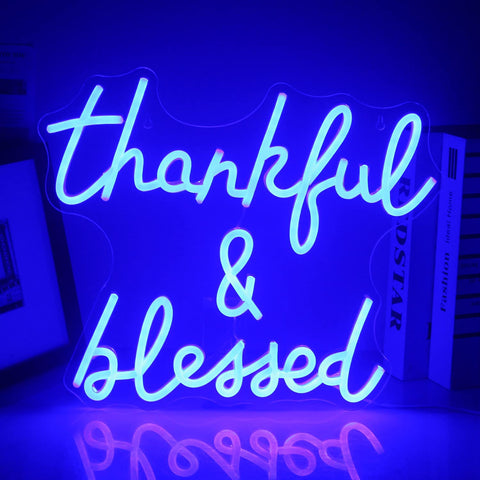 blue thankful & blessed Neon Sign blue thankful & blessed Neon Sign