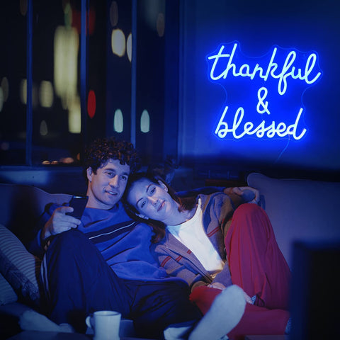 blue thankful & blessed Neon Sign blue thankful & blessed Neon Sign