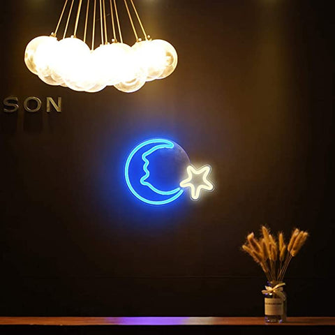 Moon and star neon sign Moon and star neon sign