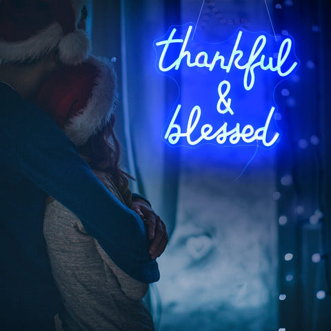 blue thankful & blessed Neon Sign blue thankful & blessed Neon Sign