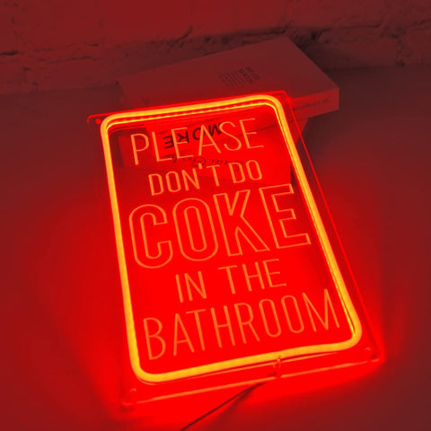 Please don't cook in the bathroom Rectangle Frame Neon Sign