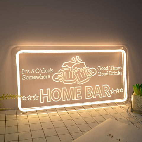Home bar Rectangle Frame Neon Sign