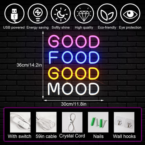 Good Food Good Mood Neon Sign