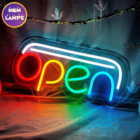 Colorful Open Neon Sign
