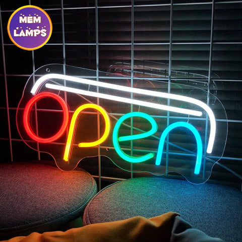 Colorful Open Neon Sign