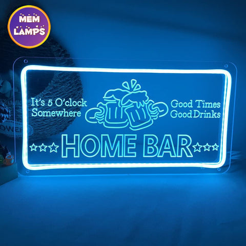 Home bar Rectangle Frame Neon Sign