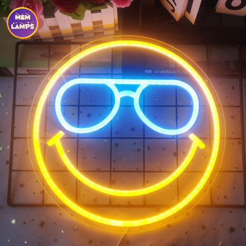 Smiley face Neon Sign Glasses