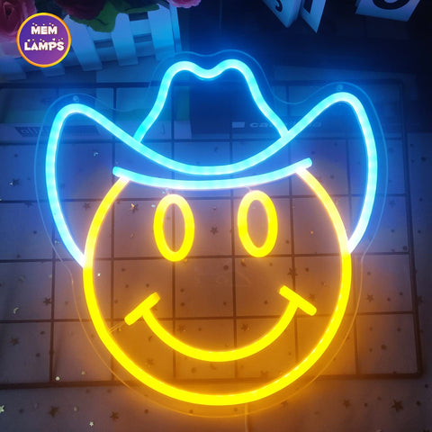 Smiley face Neon Sign Cowboy