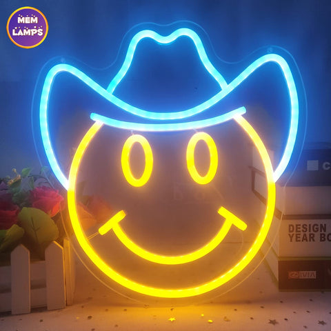 Smiley face Neon Sign Cowboy