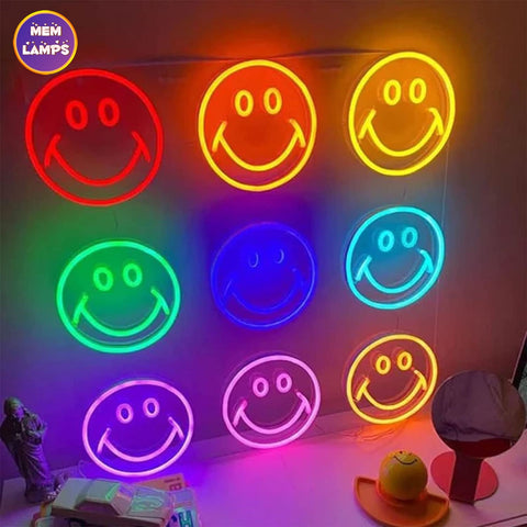 Colorful Smile faces Neon Sign