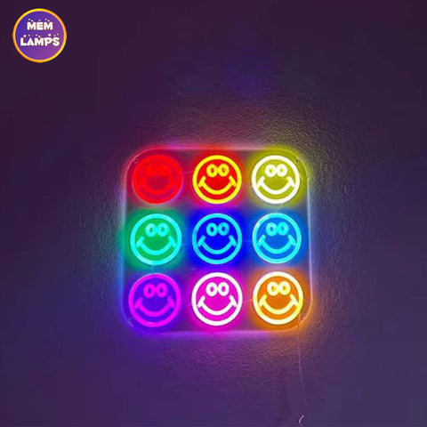 Colorful Smile faces Neon Sign