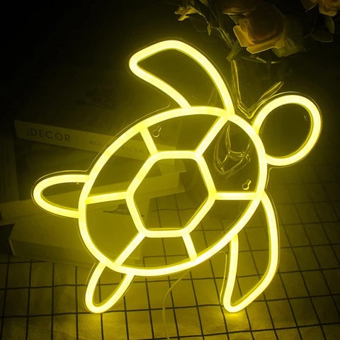 Sea turtle-shaped neon light