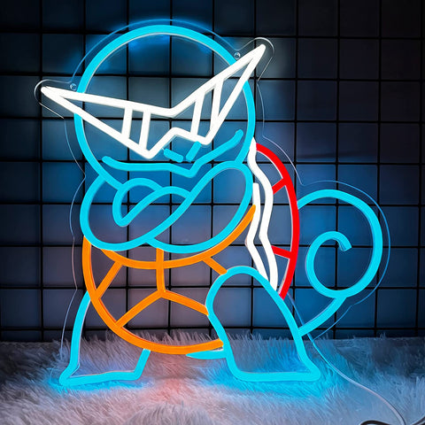 Anime Turtle Squirtle Neon Sign