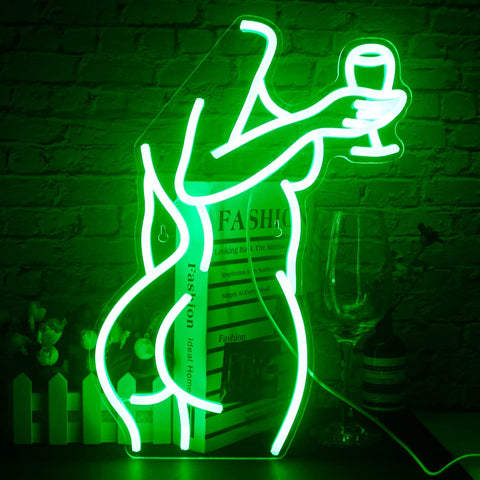 Lady Back Neon Sign Green