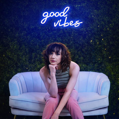 Blue Good Vibes Neon Sign