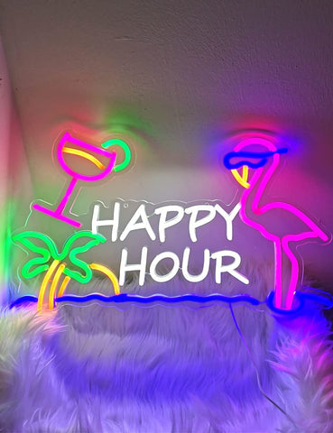 Happy Hour Neon Bar Signs