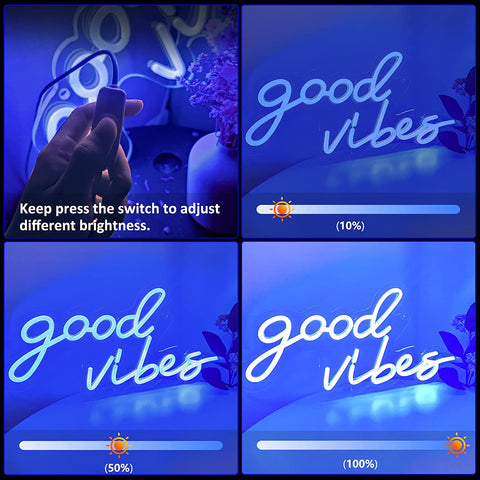 Blue Good Vibes Neon Sign