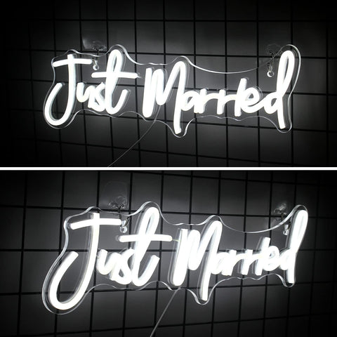 Just Married Neon Signs for Room Wall Decor
