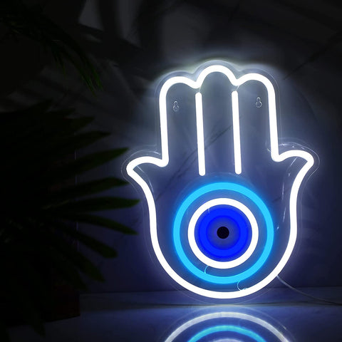 Evil Eyes in Palm Neon Sign