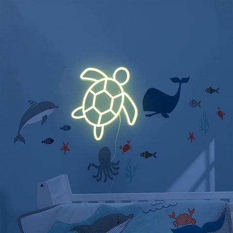 Sea turtle-shaped neon light