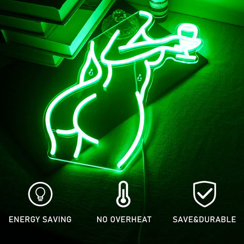 Lady Back Neon Sign Green