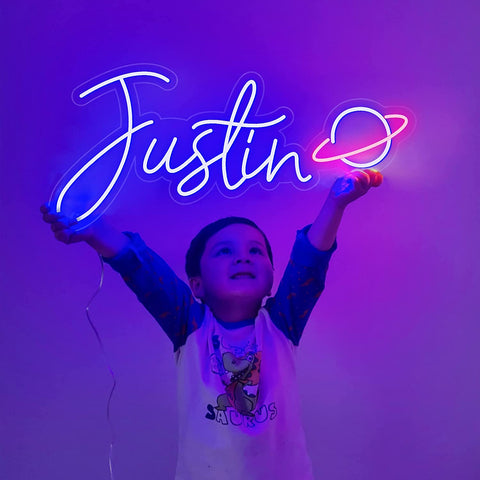 Custom Name Neon Sign With Planet