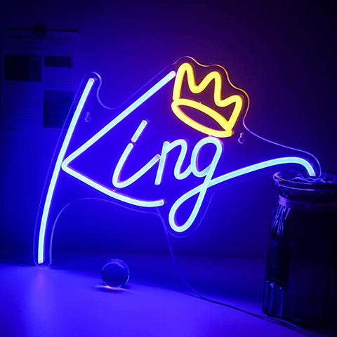 King with crown neon sign