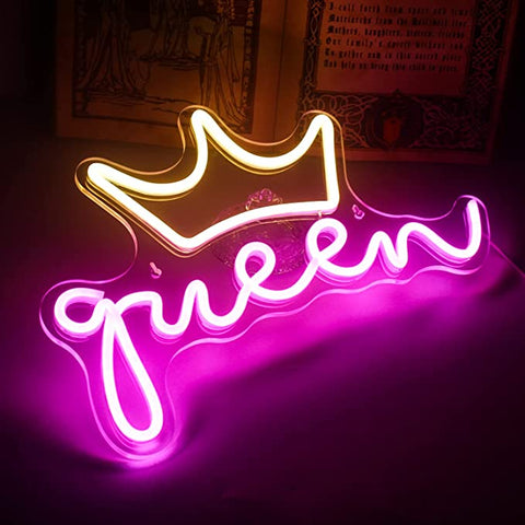 Queen with crown neon sign