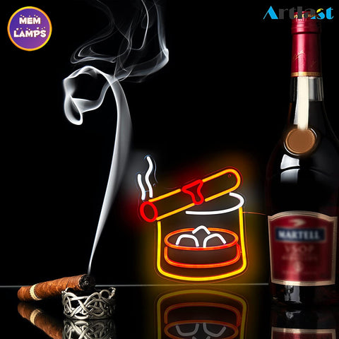 Cigar and ashtray neon sign