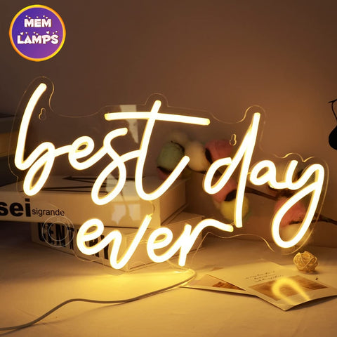 Best day ever Neon Sign Yellow