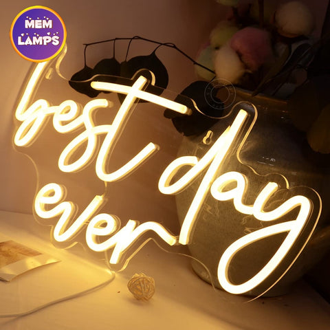 Best day ever Neon Sign Yellow