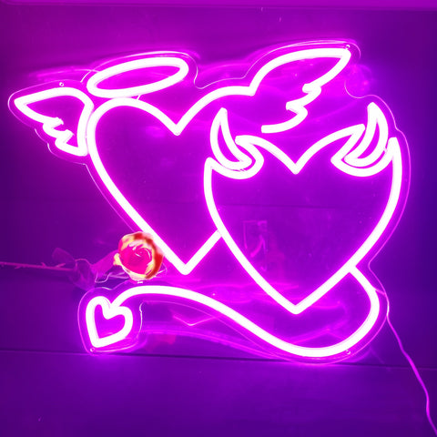 Angel and Devil Love LED Neon Sign