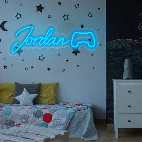 Custom Name Neon Sign With Game Controller