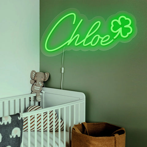 Custom Name Neon Sign With clover
