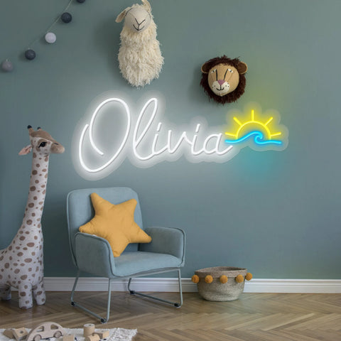 Custom Name Neon Sign With Sunset