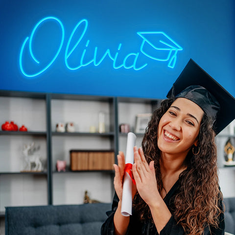 Custom Name Neon Sign With  Mortarboard