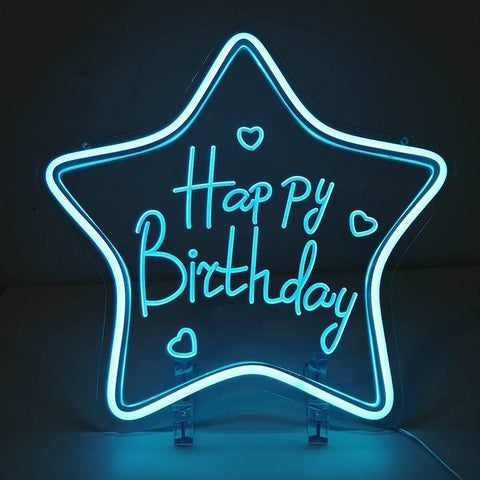 Star Happy Birthday LED Neon Sign